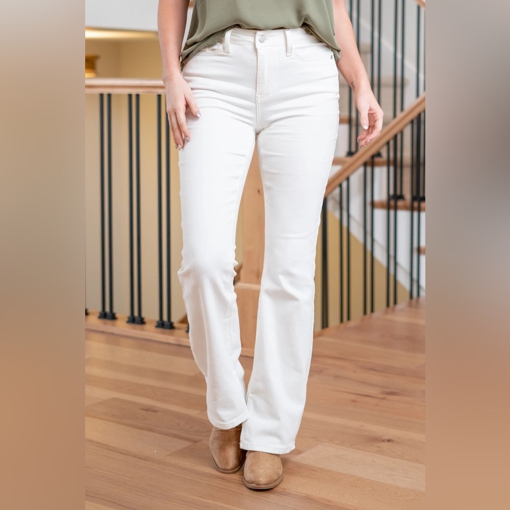 Judy Blue Classic White Split Hem Bootcut Women's Denim Jeans 88643 size 3/26